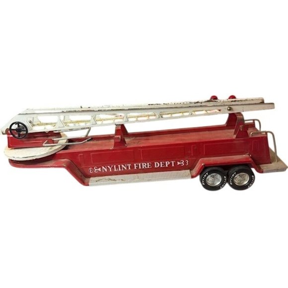 Vintage Nylint Fire Dept. #3 Red Metal Ladder Truck Collectible Toy - Picture 1 of 11